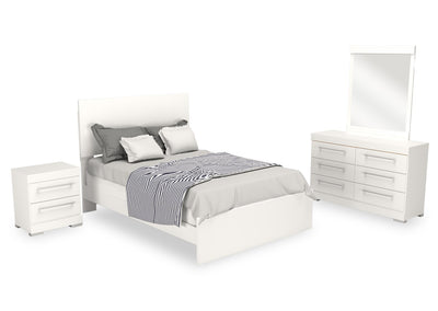 Riley 6pc Bedroom Set with Panel Bed, Dresser, Mirror & Nightstand, Made in Canada, White - Full Size | Ensemble de chambre à coucher Riley 6 pièces avec lit à panneaux, commode, miroir et table de nuit, fabriqué au Canada, blanc - format lit double
