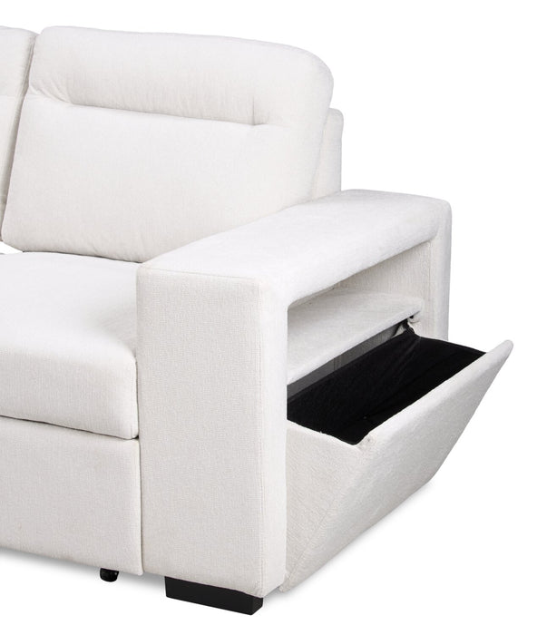 Primo Coast 3-Piece Left-Facing Ivory White Fabric Sleeper Sectional with Storage Chaise and Storage Armrest
