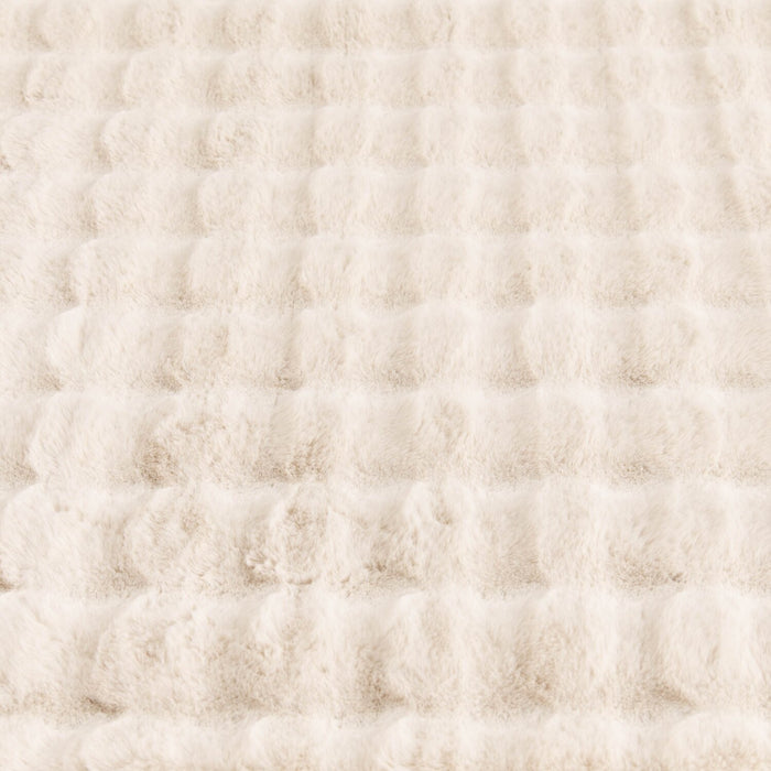 Faux Fur Bubble Ivory Area Rug with Memory Foam Backing - 5' x 7'