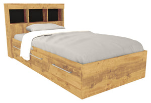 Riley Mates Bed with Bookcase Headboard Set for Kids, Made in Canada, Natural - Twin Size