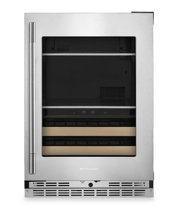 KitchenAid 24\" Beverage Centre with Wood-Front Racks – PrintShield™ Stainless Steel - KUBR524SPS 