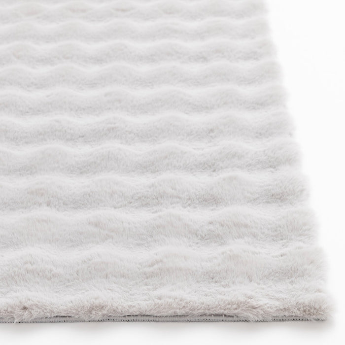 Faux Fur Bubble Light Grey Area Rug with Memory Foam Backing - 7' x 10'