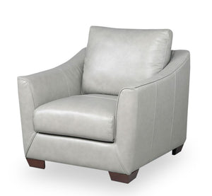 Royce Genuine Leather Chair - Dove Grey