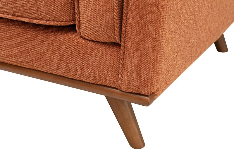 Kort & Co. Kassia 2-Piece Linen-Look Fabric Sectional with Wood Base and Legs - Orange