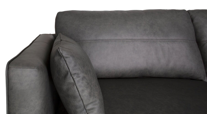 Melrose 84.5\" Top-Grain Genuine Leather Sofa with Metal Legs - Grey