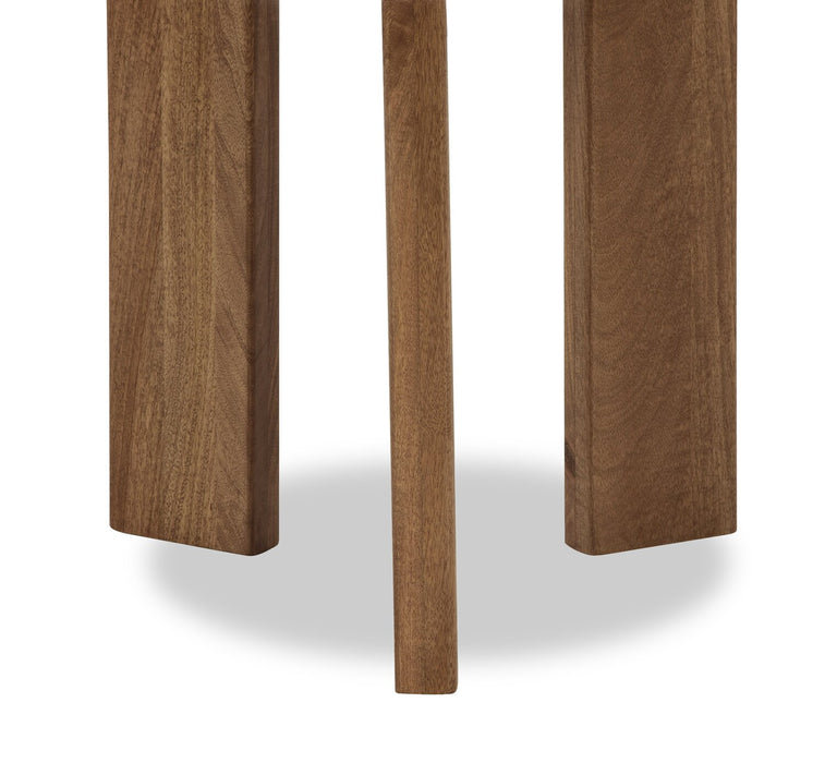 Merlin 22” Round Solid Wood and Marble End Table - White and Brown