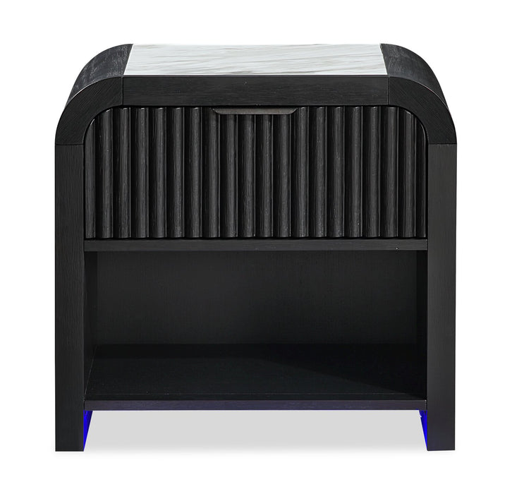 Kaleo 6pc Bedroom Set with Bed, Dresser, Mirror & Nightstand, LED, Modern,  Black - King Size