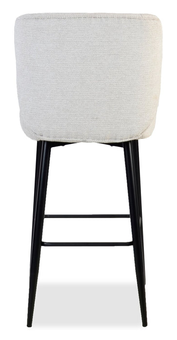 Sara Counter-Height Stool with Velvet-Like Fabric, 26\"H, Metal – White
