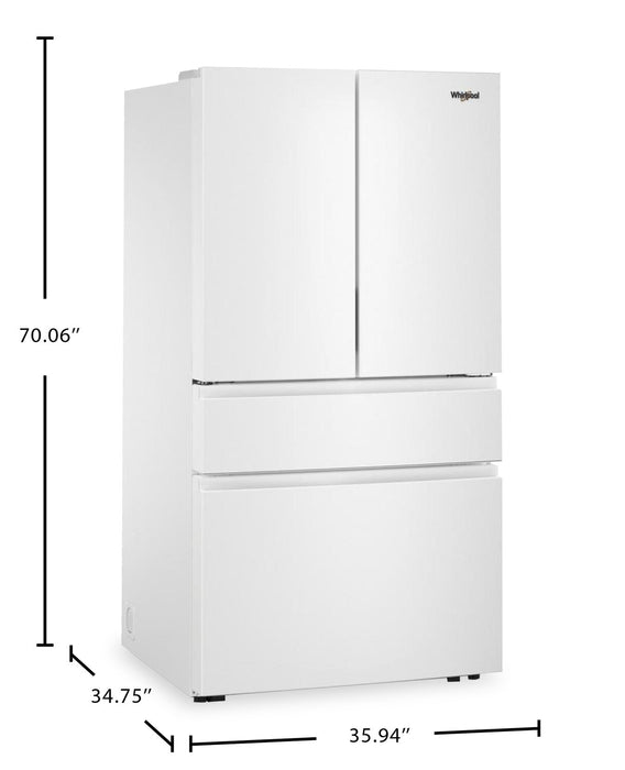 Whirlpool 36\" 30 Cu. Ft. French Door Refrigerator – White - WRMF3336SW