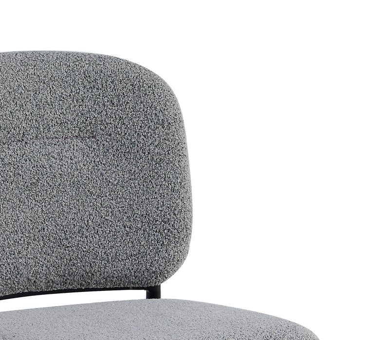 Luka Dining Chair with Boucle Fabric, Metal - Grey