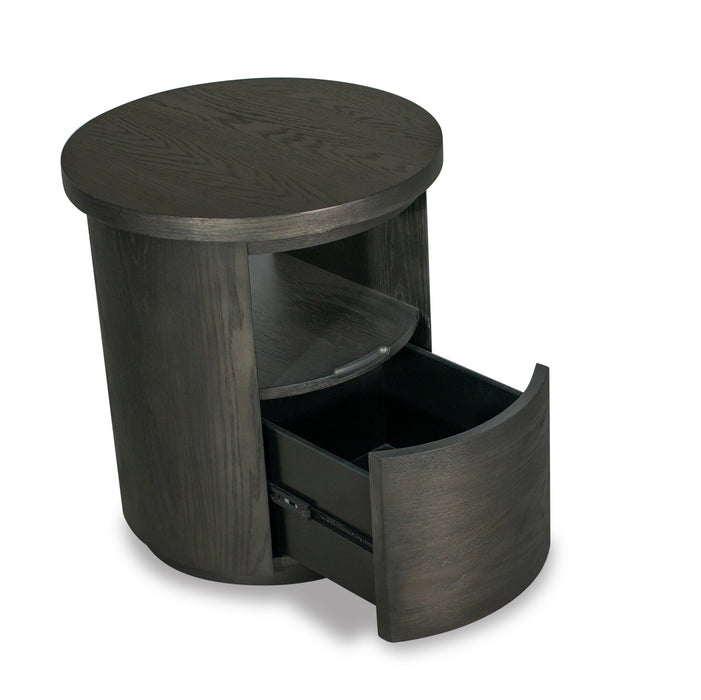 Eldon 22” Modern Round Solid Wood End Table with Storage - Coffee Bean