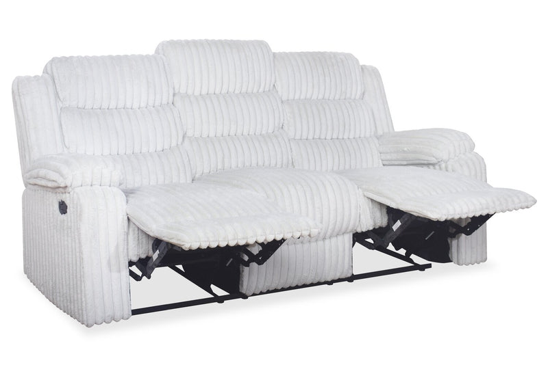 Bryson 82.5\" Faux Fur Fabric Reclining Sofa - Mist Grey