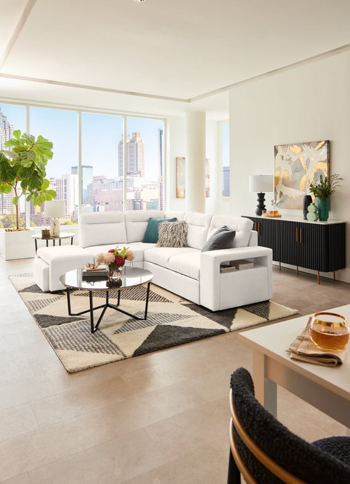 Primo Coast 3-Piece Left-Facing Ivory White Fabric Sleeper Sectional with Storage Chaise and Storage Armrest