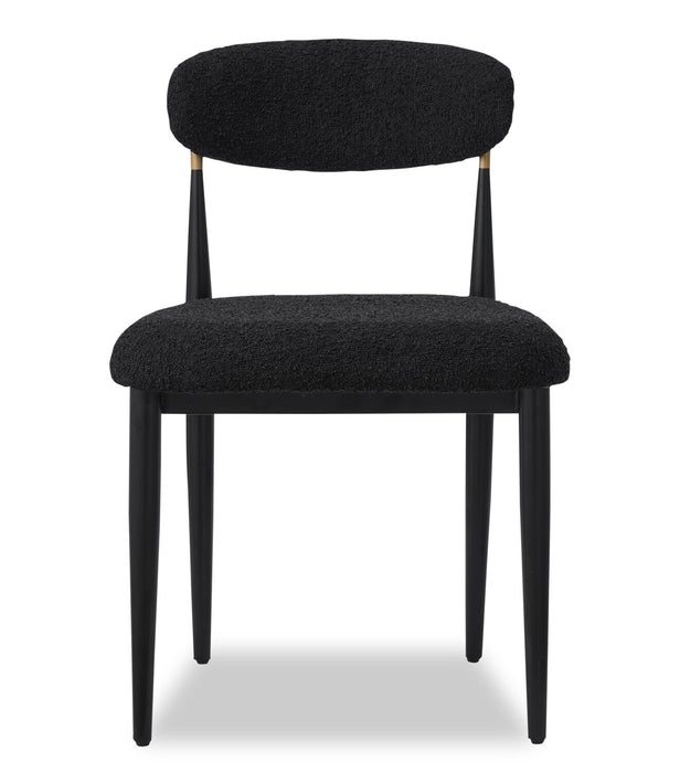 Kort & Co. Capri Dining Chair with Boucle Fabric & Gold Accent, Metal - Black