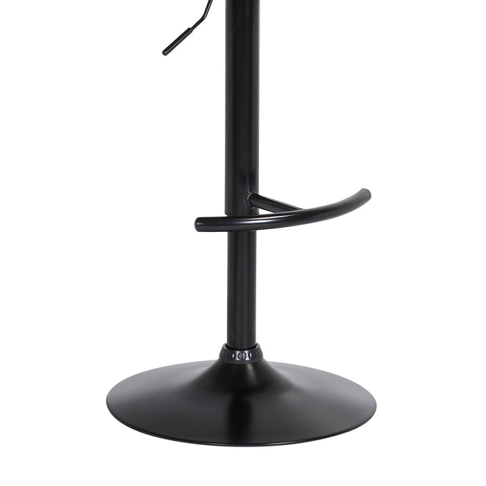 Java Barstool with Swivel & Adjustable Seat, Vegan Leather Fabric, Metal - Grey