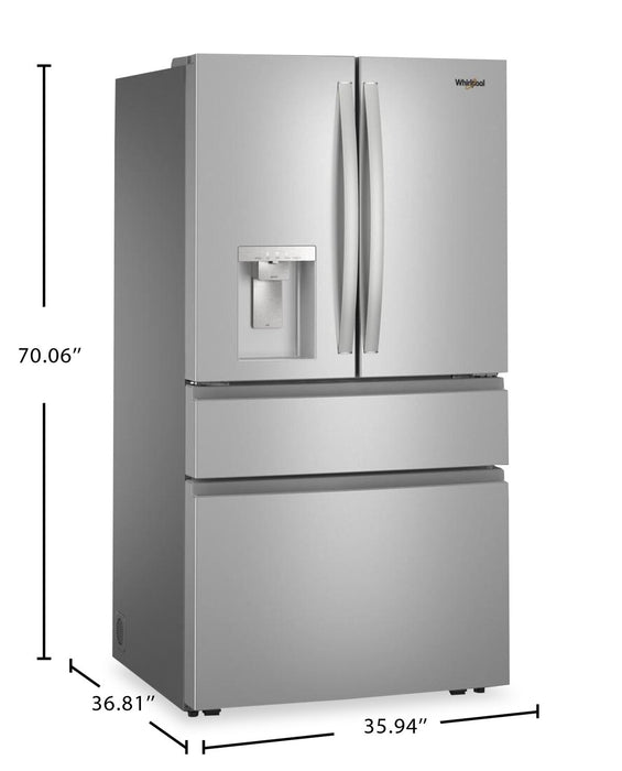 Whirlpool 36\" 29 Cu. Ft. French Door Refrigerator – Fingerprint-Resistant Stainless Steel - WRMF3636SZ