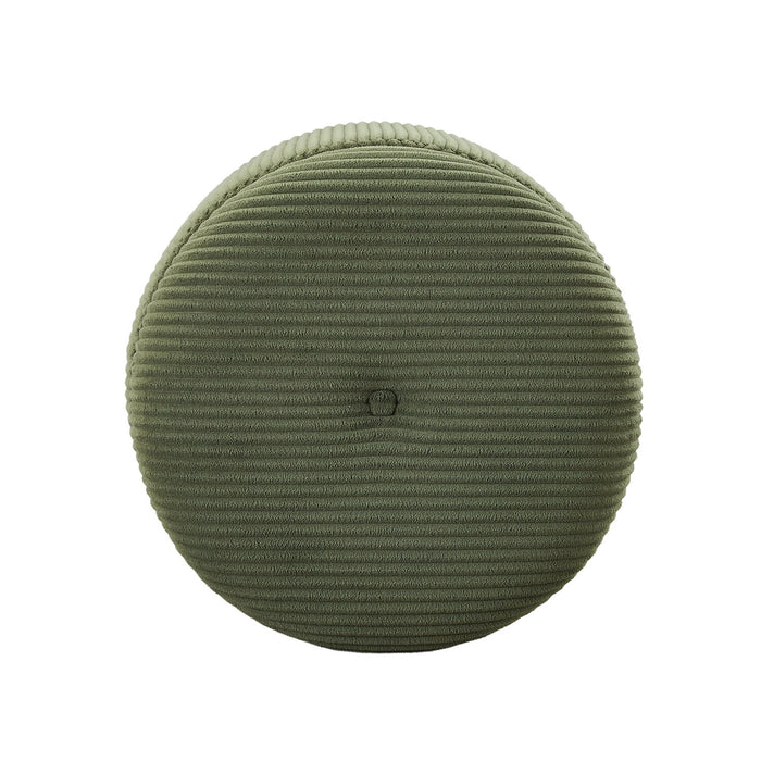 Saskatoon 17\" Round Corduroy Storage Ottoman - Green