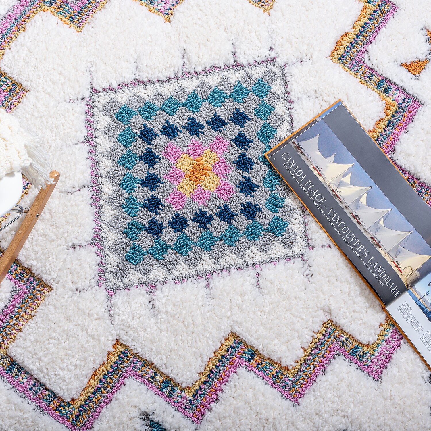 Area Rug Multicolor Geometric Ellis Multi-Colour Geometric Shag Area Rug - 5'3