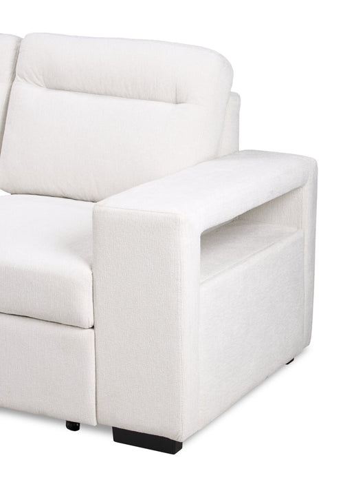 Primo Coast 3-Piece Left-Facing Ivory White Fabric Sleeper Sectional with Storage Chaise and Storage Armrest