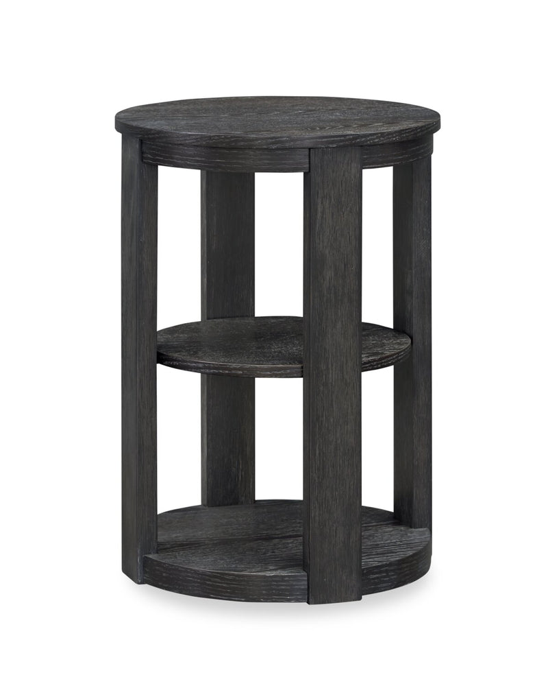 Declan 18" Modern Round End Table with Shelf - Black - The Brick