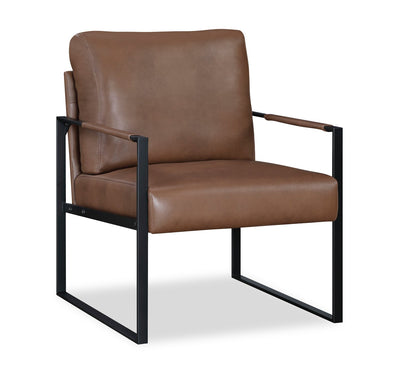 Nico 24.75" Faux Leather Accent Chair with Metal Legs - Brown  | Fauteuil d’appoint Nico de 24,75 po en similicuir avec pattes en métal - brun