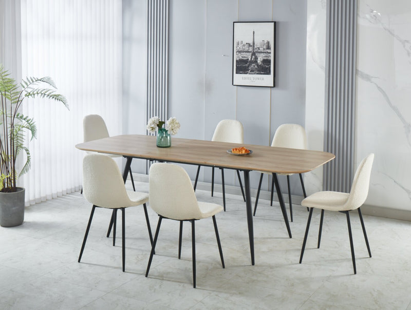 Joss 7pc Dining Set with Table & 6 Chairs - 63-86.5\"W Butterfly Extension, Metal  - Natural/White