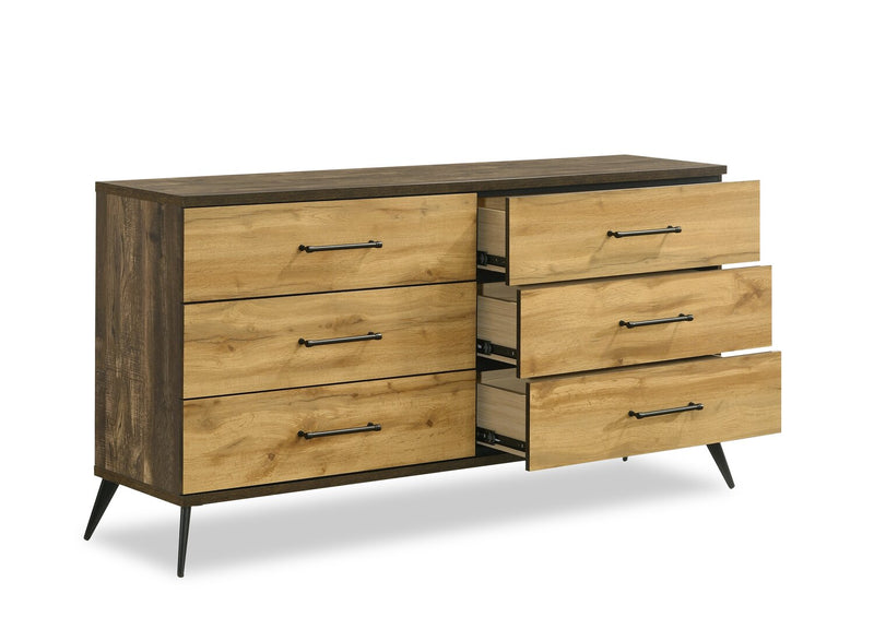 Silas Bedroom 6-Drawer Dresser, 64\"W x 33.4\"H - Rustic Brown