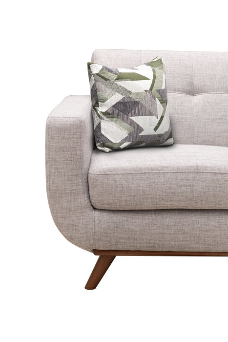 Kort & Co. Freeman 37\" Linen-Look Fabric Chair with Wood Legs and Tufted Back Cushion - Dove White