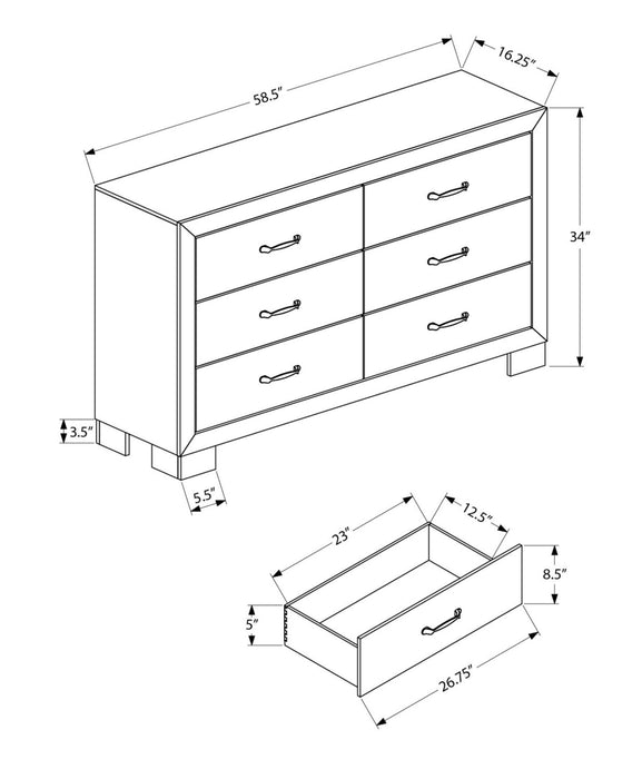 Ethan Bedroom 6-Drawer Dresser, 59\"W x 34\"H - Rustic Brown