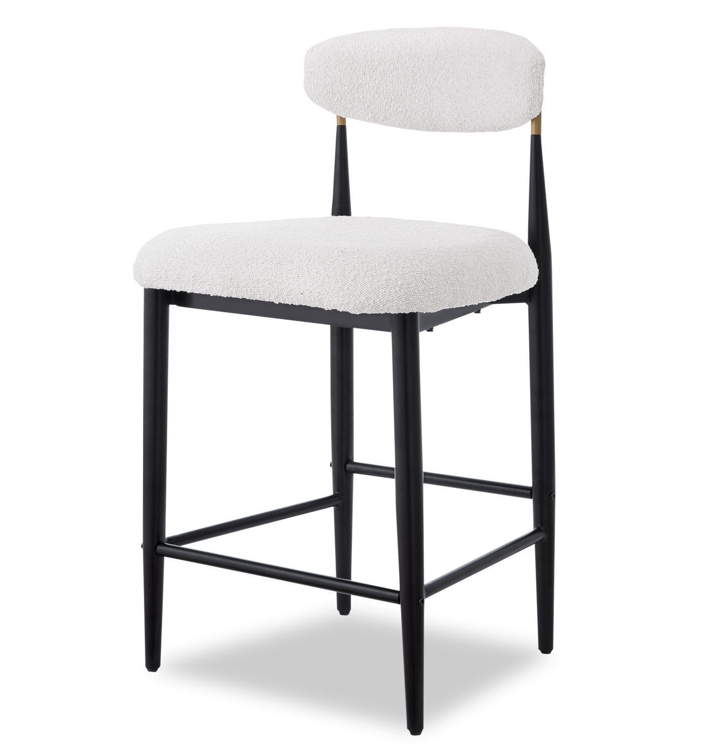 Kort Co. Capri Counter Height Stool with Boucle Fabric Gold Acc. The Brick