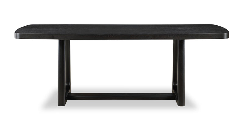 Alma 7pc Dining Set with Table & 6 Chairs, Trestle Base, 86\"W - Charcoal Black & White