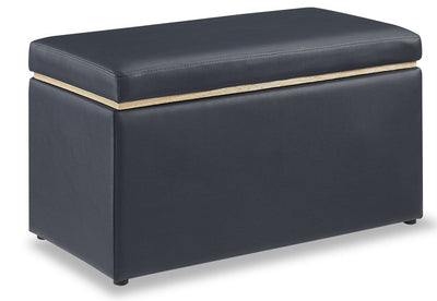 Edmonton 32" Storage Ottoman - Navy Faux Leather|Pouf de rangement Edmonton de 32 po - similicuir bleu marine