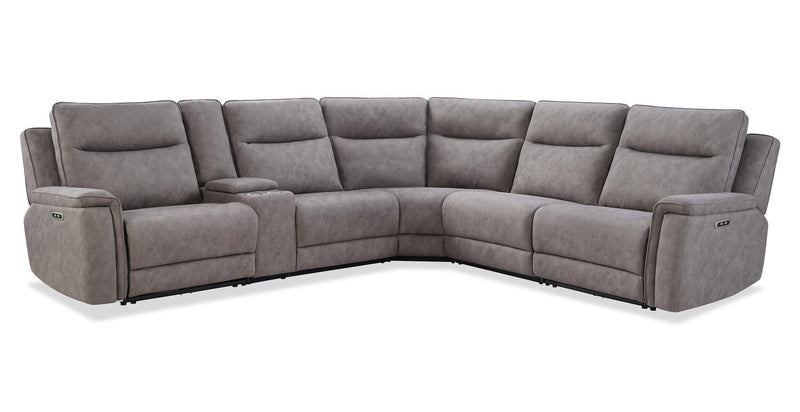 Caleb 6-Piece Power Reclining Sectional with Storage Console and USB Port - Grey