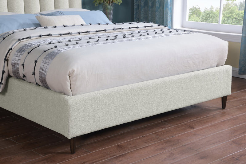 Kort & Co. Rain Upholstered Platform Bed in Taupe Fabric, Tufted - King Size