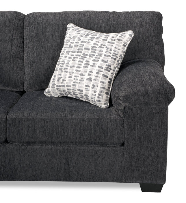 Made in Canada Morgan 2-Piece Left-Facing Chenille Fabric Sectional with Sofa and Accent Pillows - Grey