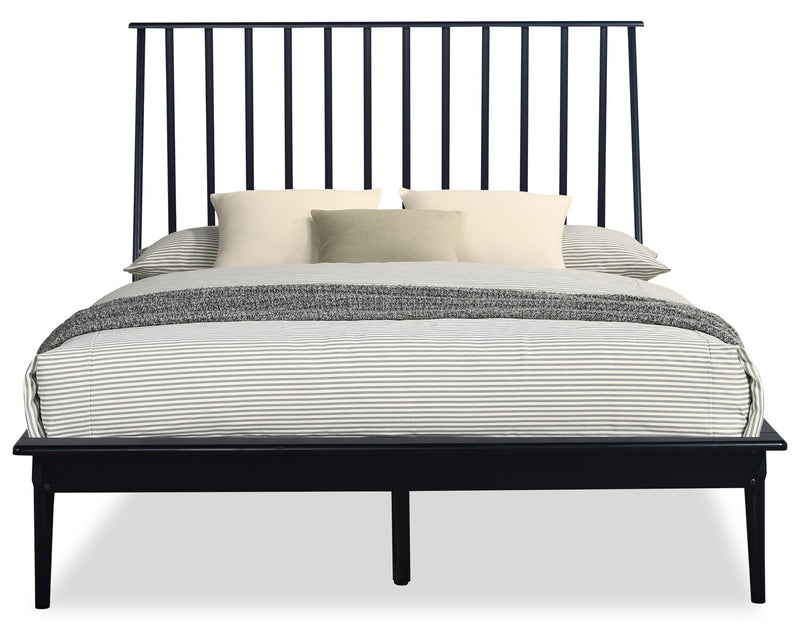 Milan 6pc Bedroom Set with Bed, Dresser, Mirror & Nightstand, Mid-Century Modern, Black - Full Size