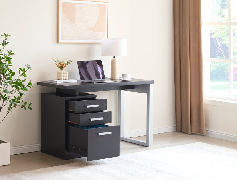 Oscar 47\" Reversible Office Desk with Storage – Matte Black