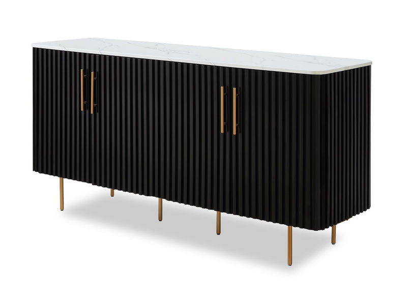 Kort & Co. Capri Dining Server with Storage, Marble-Look Top & Gold ...