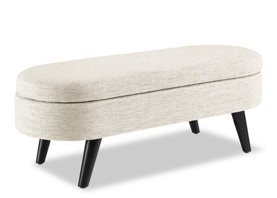 Montreal 43.5" Oval Fabric Storage Ottoman - White|Pouf de rangement ovale Montreal de 43,5 po en tissu - blanc
