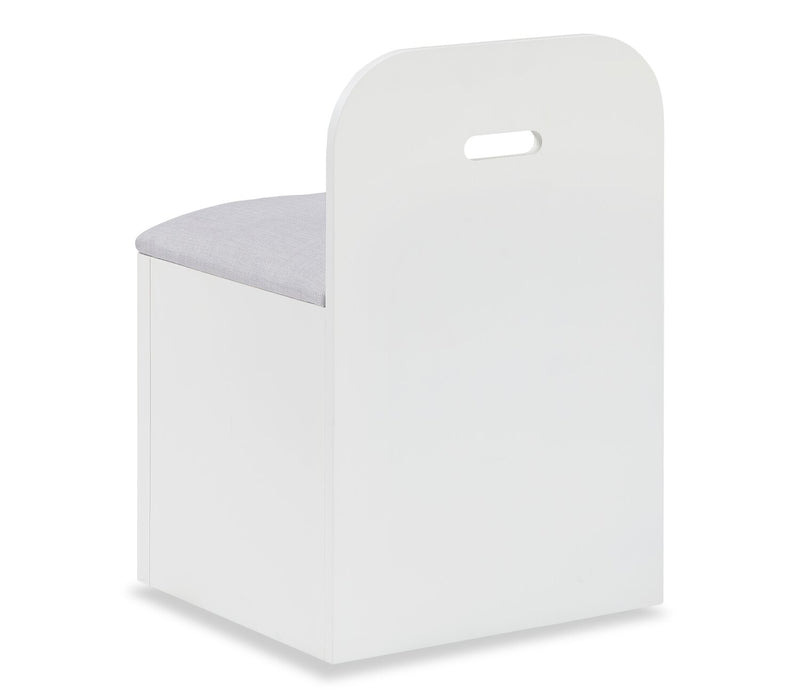Quinn Platform Bed with Bookcase Headboard, Built-in Desk & Stool, White - Twin Size