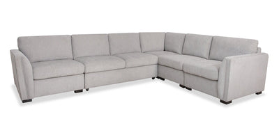 Vault 5-Piece Sectional with Pull-Out Loveseat and Storage Chairs - Grey | Sofa sectionnel Vault 5 pièces avec causeuse-lit et fauteuils de rangement - gris