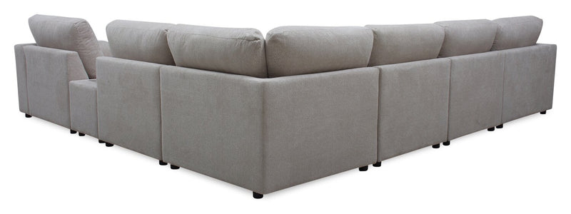 Voyage Modular 7-Piece Left-Facing Fabric Sectional with Console and Removable Back Cushions – Beige