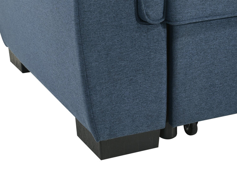 Eden 2-Piece Reversible Fabric Sleeper Sectional with Storage Chaise and Removable Back Cushions - Blue