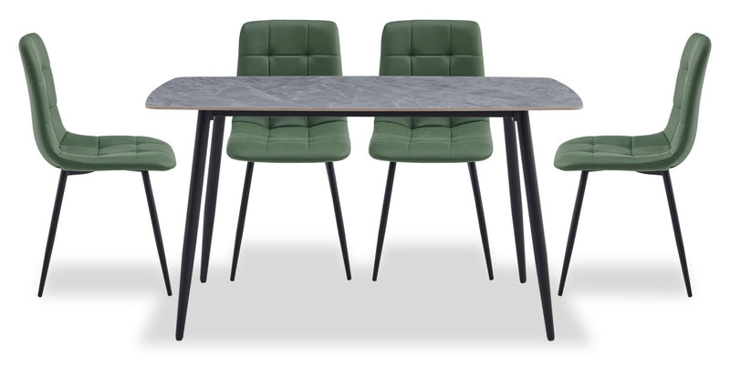 Arlo Dining Chair with Cushion Fabric Tufted Seat & Back, Metal – Green