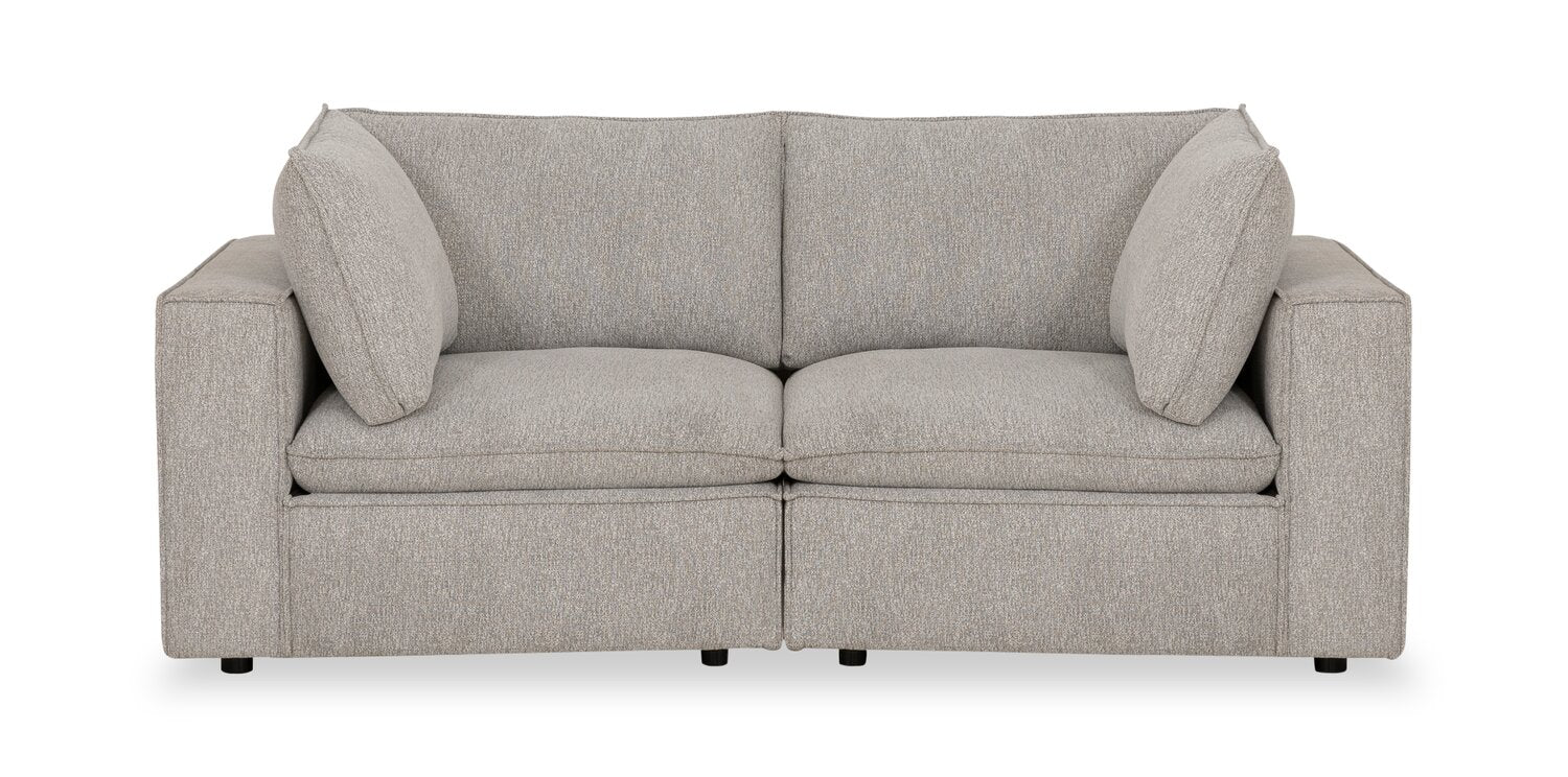 Fusion Modular 83.46" Silver Grey Chenille Fabric Loveseat with Rem