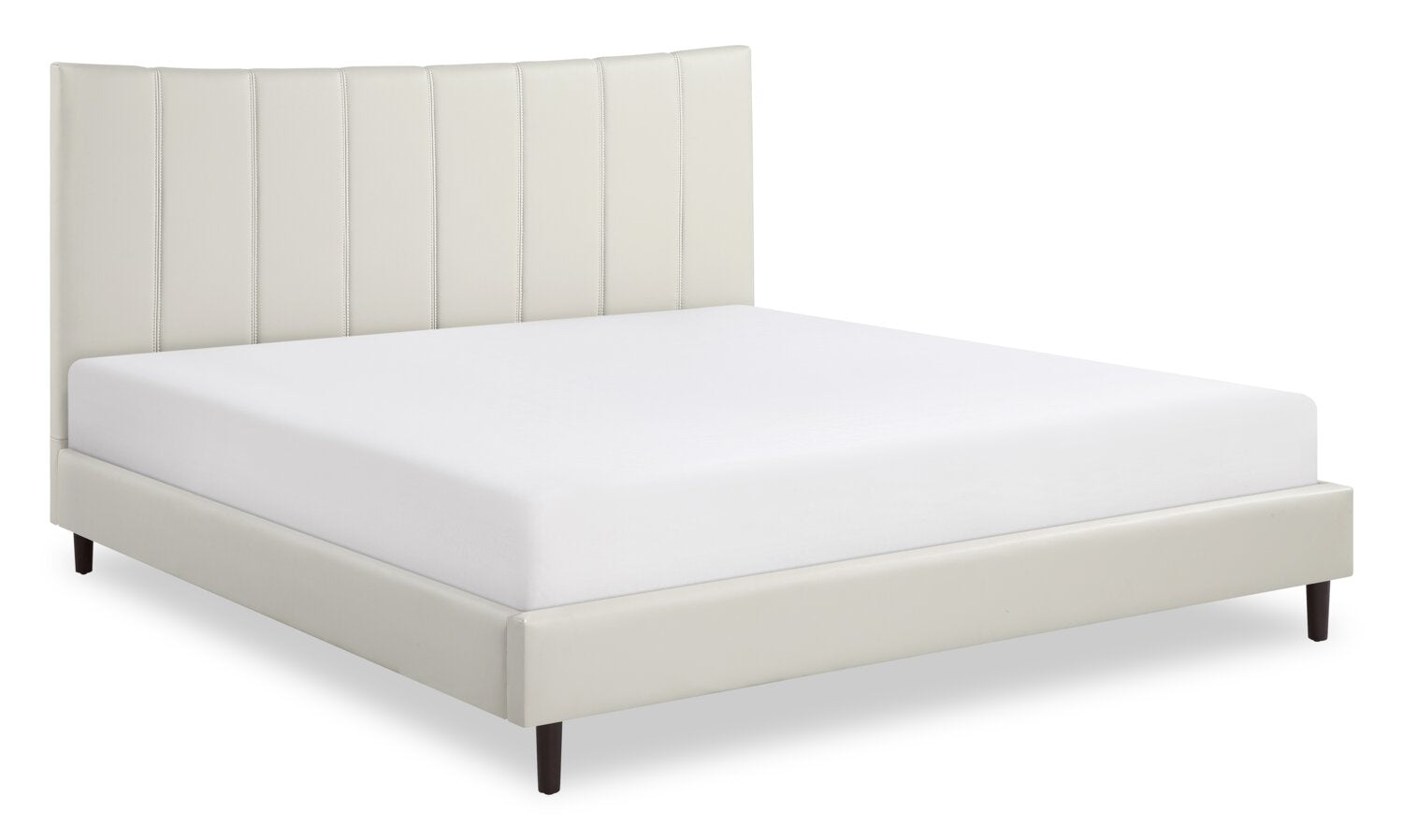 Paseo Platform Bed in Taupe Vegan Leather Fabric King Size The Brick