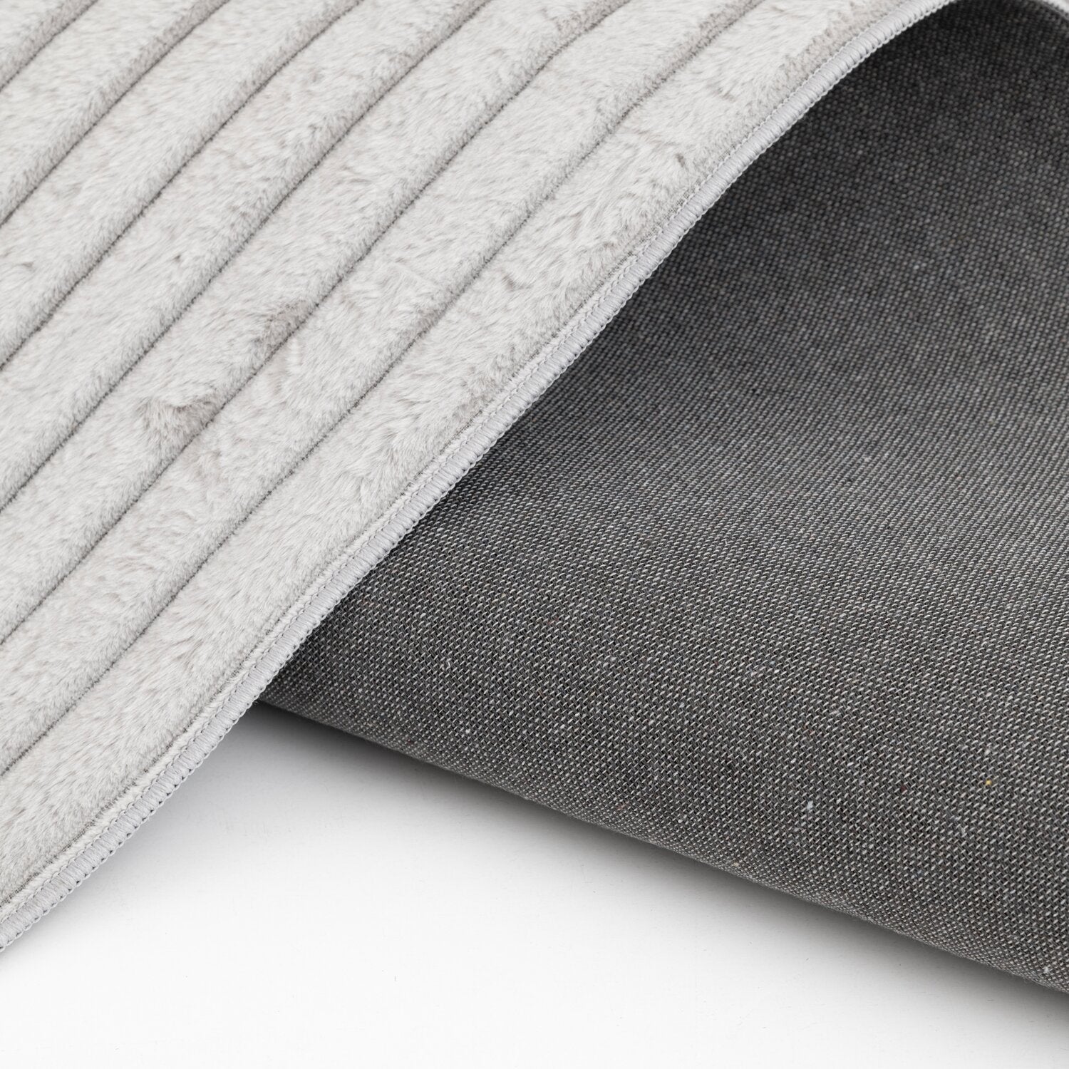 Channel Area Rug Dream Step Memory Foam Channel Light Grey Faux Fur Area Rug - 5' x 7 ...