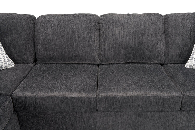 Made in Canada Morgan 2-Piece Left-Facing Chenille Fabric Sectional with Sofa and Accent Pillows - Grey