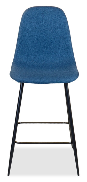 Jax Counter-Height Stool with Polyester Fabric, 26\"H, Metal - Blue