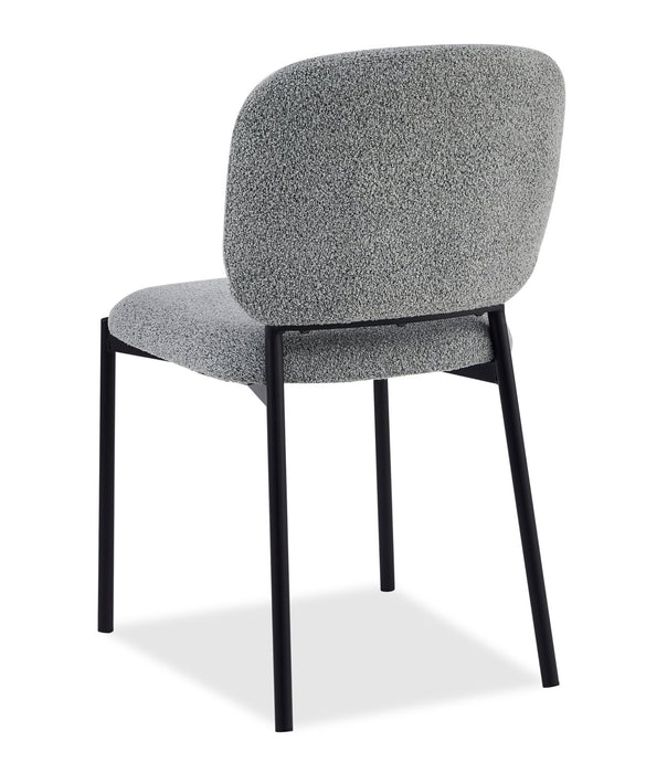 Luka Dining Chair with Boucle Fabric, Metal - Grey